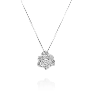 Layered Pavé Flower Pendant Necklace With Timeless Bloom Design