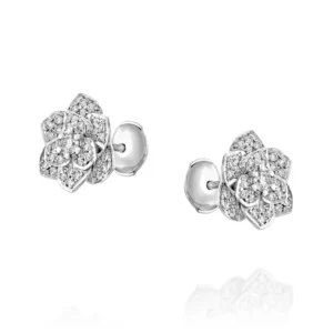 Floral Elegance Pavé Diamond Earrings With Blooming Petal Design