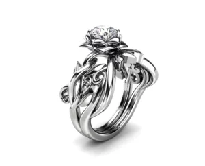 Sculpted Rose Twisting Leaf Matching Band Only