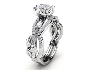 Floral Curved Half Eternity Matching Band