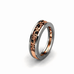Two Tone Gold Art Deco Black Accents Matching Band Only
