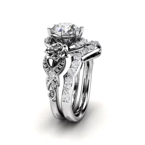 Side Stones Vintage Inspired Design Matching Band