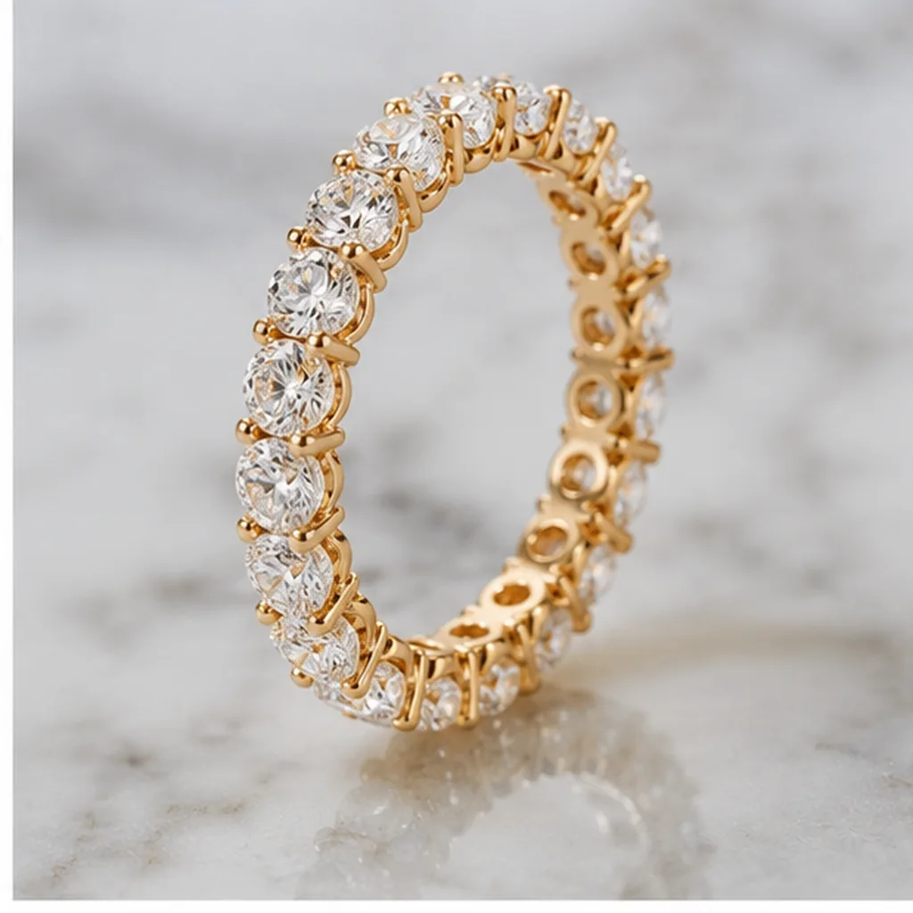 Gold diamond full eternity band illustrating the eternity ring meaning of never ending love